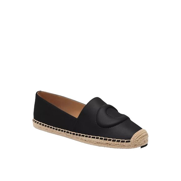 NIB Coach CR848 Black Leather Cruz Espadrille Slip On Shoes Sz. 8 - Picture 1 of 3